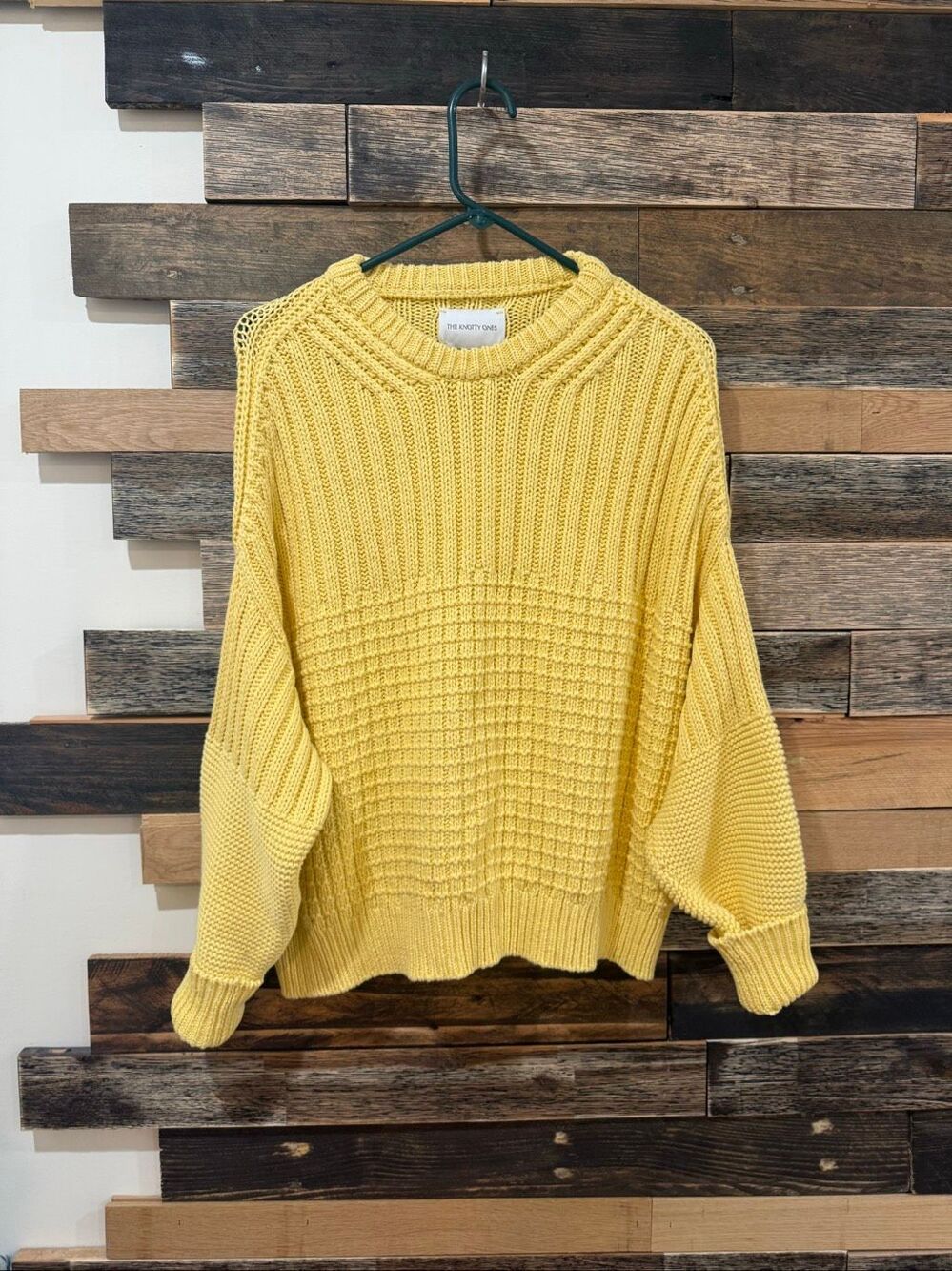 The Knotty Ones yellow pullover cotton sweater sz S